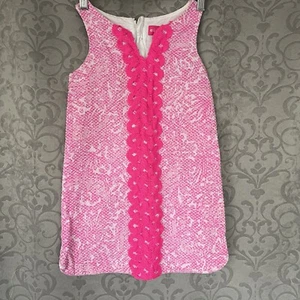 LILLY PULITZER Barbie Pink FLORAL LACE Fitted Sleeveless DRESS Size S(6-6X) - Picture 1 of 5