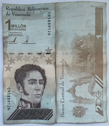 VENEZUELA 1 MILLION 2020 1000000 BOLIVARES CURRENCY USED UV PASSED Cover