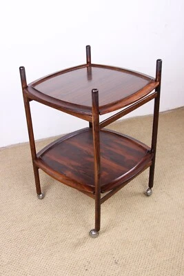 Desserte Brésilienne, 2 plateaux mobile, Palissandre, Jorge Jabour Mauad 1960. - Photo 1/4