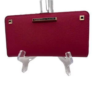Rebecca Minkoff Hot Pink Leo Snap Top Card Wallet Colorful Preppy Designer - Picture 1 of 14