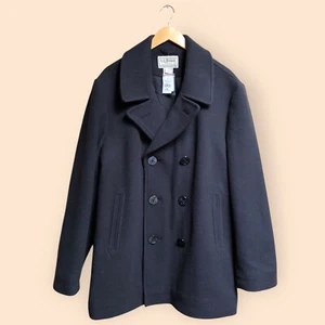 L.L. Bean NWT Wool Peacoat Navy Blue Black Winter Thinsulate Italian MENS XL Reg - Picture 1 of 22
