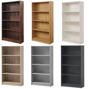 Tall Bookcase Shelving Storage Unit 4 Tier Adjustable Shelves Wooden Living Room - Picture 1 of 25