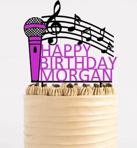 Música/Micrófono/Cantante Personalizado Cumpleaños PLÁSTICO Decoración para Pasteles - Imagen 1 de 4