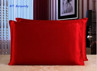 Funda de Almohada 100% Seda Morera Satén Saludable Queen King 1 Pieza Foto 1 de 4