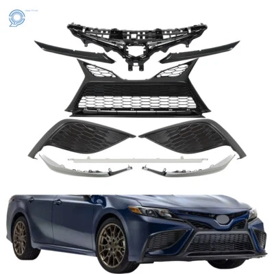 Trim Fog Light Bezel Front Bumper Grille Set 9pcs For 2021-2023 Toyota Camry SE Foto 1 de 4