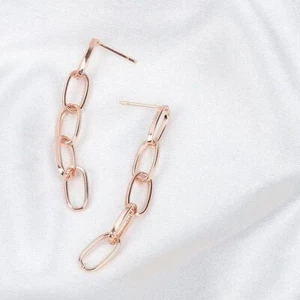 Cute gold toned chain drop earrings - Picture 1 of 3