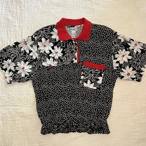 Blusa Koret Mujer Floral Cuello Rojo Negro Blanco De Colección Talla Grande - Imagen 1 de 17