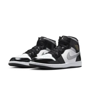 Men’s Size 10 Nike Air Jordan 1 SE Mid Black White Metallic Silver HV0789-010 - Picture 1 of 6