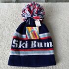 VTG Ski Trailer Hat Cap Adult One Size Pom Pom Beanie Winter Knit Unisex NOS