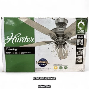 Hunter Channing 52" Ceiling Fan Matte Silver Indoor Hunter Express Light Kit - Picture 1 of 14