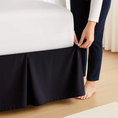 Falda de cama de calidad de hotel de lujo microfibra cepillada plisada con volantes antipolvo a medida Foto 1 de 4