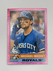 2025 Topps Heritage Michael Massey Chrome Pink Sparkle #99 Royals - Picture 1 of 2