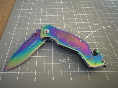 TAC-FORCE TF-759RB Chameleon S. Steel Dragon Etched Handle Folder Tactical Knife - Image 1 of 4