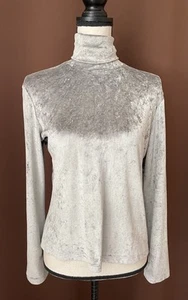 Vintage Sno Skins Top Rollkragen Silber Samt Y2K Langarm Basic L - Bild 1 von 7