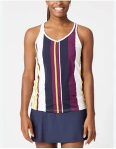 Fila Women's Heritage Relaxed Tank Bold Purple Stripe Small MSRP $75.00 - Picture 1 of 11
