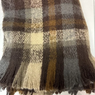 Manta a Cuadros Zonli Marrón Gris Crema Flecos Suave Acogedora 50x60 Foto 1 de 3