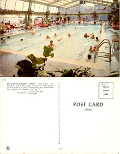 Postcard of Indoor Pool at Halls Year-Round Salt-Water Pool Atlantic City NJ - Picture 1 of 1