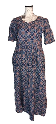 KanaLi Handmade Dress, Modest, Size XL Short Sleeve, 100% Cotton, Lined Skirt - Image 1 of 4