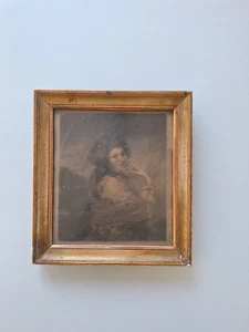 Antique engraving portrait woman, Framed miniature gravure ancienne encadré - Picture 1 of 5