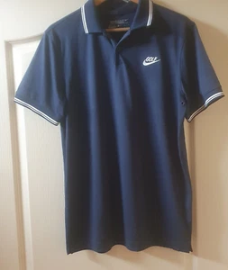 Nike Golf Polo Shirt Men's Medium Blue Dri Fit Tour Performance Golf Logo 42" - Picture 1 of 10