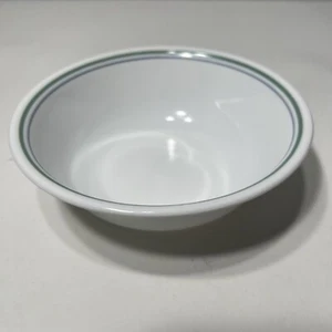 (1) Corelle Ciotola per cereali/zuppa 6 1/4" Country Cottage verde righe blu - Foto 1 di 6