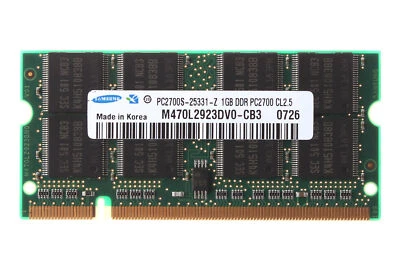 Samsung 1GB 1G 2Rx8 PC2700S 200Pin Laptop RAM Memory SODIMM 333MHz Unbuffered - Image 1 of 4