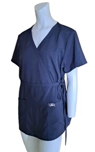 Koi Tech By Kathy Peterson Scrub Top Nurse Medical Hospital Women's Size L Gray - Picture 1 of 7