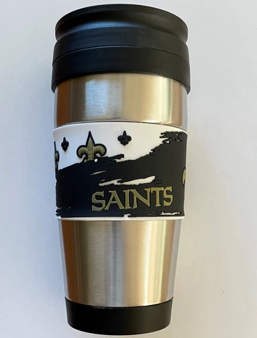 NFL New Orleans Saints Stainless Steel Travel Coffee Mug Cup Tumbler 16 oz Cover
