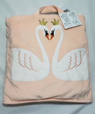Toddler Travel Minky Blanket Folds into a Tote Swan Light Coral & White - Image 1 of 3