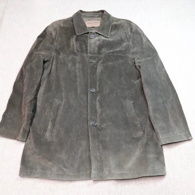 Винтажный Newport Harbor подлинный замши пальто мужской размер XL длинный серый кнопка с воротником - Изображение 1 из 4