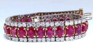 Pulsera de tenis de diamantes rubí natural de 54,78 quilates 14 kt - Imagen 1 de 7