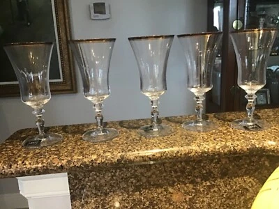 Taças MIKASA Jamestown transparente (acabamento dourado) 8 1/4” NOVO COM ADESIVO - Imagem 1 de 4