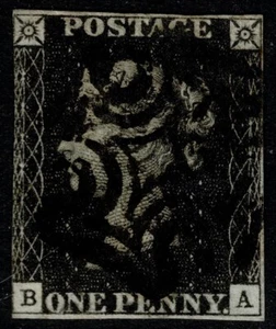 1840 1d Black Plate 8 BA Fine Black MX Fine Used Cat. £525.00 - Picture 1 of 1