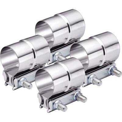 4PCS 2.5" Inch Stainless Steel Lap Joint Exhaust Clamp for Catback Muffler Pipe - Image 1 of 4