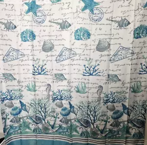 Cortina de ducha de tela Caribbean Joe Seaside estrella de mar concha blanca verde azulado 73x70" - Imagen 1 de 9