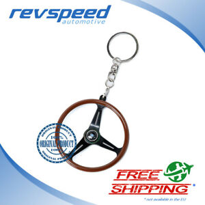 NARDI ND Genuine Keychain Keyring Classic Steering Wheel Wood Black Spokes