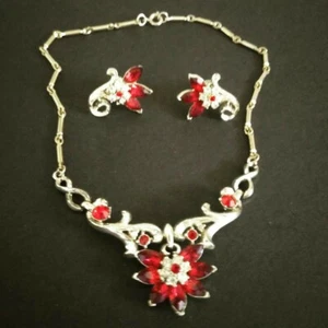Vintage Signed Coro Costume Jewelry Adolf Katz Necklace and Earrings - Picture 1 of 9