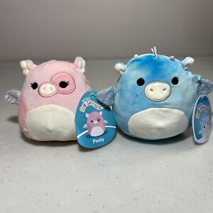 Squishmallows Keith the Tie Dye Dragon Petty Pig Kelly Toy Lot Of Two New