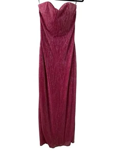 Jessica McClintock X Gunne Sax Vintage Pink Metallic Strapless Maxi Dress Sz 7 - Picture 1 of 8
