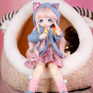 Cartoon Eyes 1/4 BJD SD Dolls Ball Joint Lovely Girl Face Makeup Full Set Gift - Picture 1 of 6