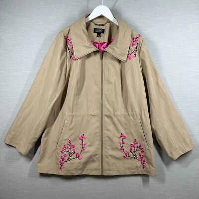 Chaqueta Dennis Basso Mujer XL Doble Gabardina Flores Japonesas Bordadas Foto 1 de 4