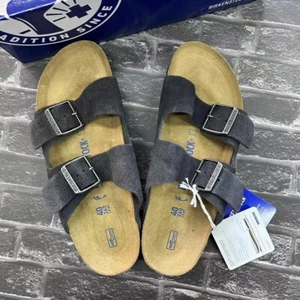 Birkenstock Arizona Velvet Gray Suede Unisex Sandals Soft Footbed Size EU37-45 - Picture 1 of 14