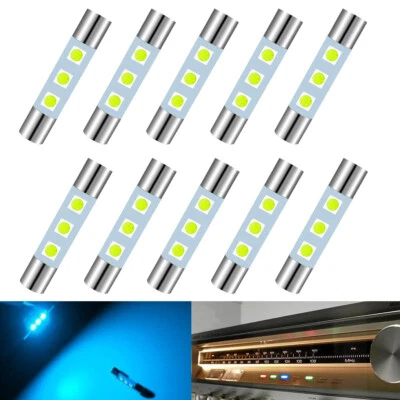 10x Ice Blue 29mm 8V Fuse Lamp LED Light Bulb For Marantz Sansui Pioneer Kenwood - Image 1 of 3