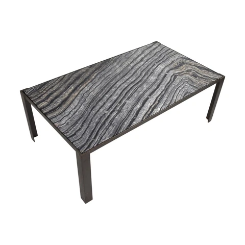 Vintage Industrial Steel and Kenya Black Marble Coffee Table Cover