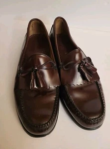 LL Bean Hand-sewn Penny Loafers Tassels Mens Sz 11 Leather Shoes Brown - Picture 1 of 9
