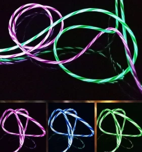 CANDY FLOW LIGHT-UP 3FT LED USB charger cable for MICRO C TYPE REVERSIBLE PHONES - Picture 1 of 15