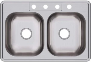 Elkay Dayton Drop-In Stainless Steel 33 in Double Bowl Kitchen Sink D233224