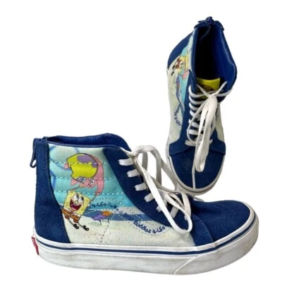 Vans Boys Sponge Bob Sk8 Hi Sneaker Casual Blue Canvas Lace Up High Top 1.5 - Image 1 of 4