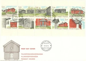 Finland 1979 FDC Booklet Pane - Traditional Peasant Log Houses - Architecture - Picture 1 of 1