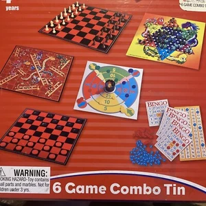 Kid Connection 6 Game Combo Tin Chess Checkers Tiddlywinks Bingo Chinese - Picture 1 of 2